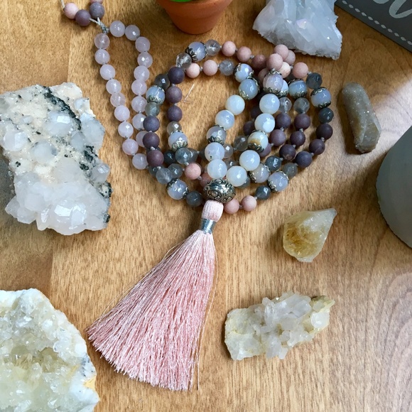 Handmade 108 Bead Tassel Mala Necklace, Crystals - Picture 7 of 8
